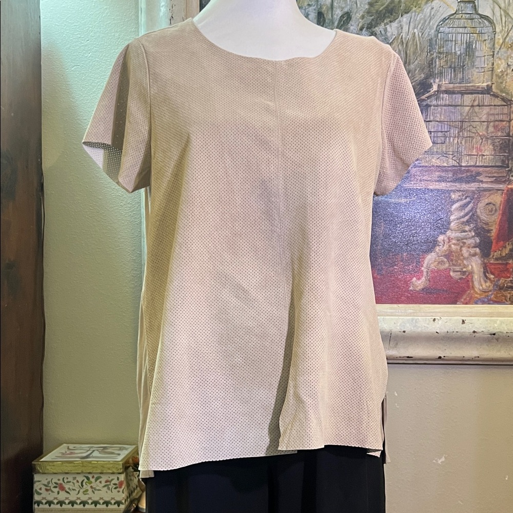 Ecru perforated Top with cutouts